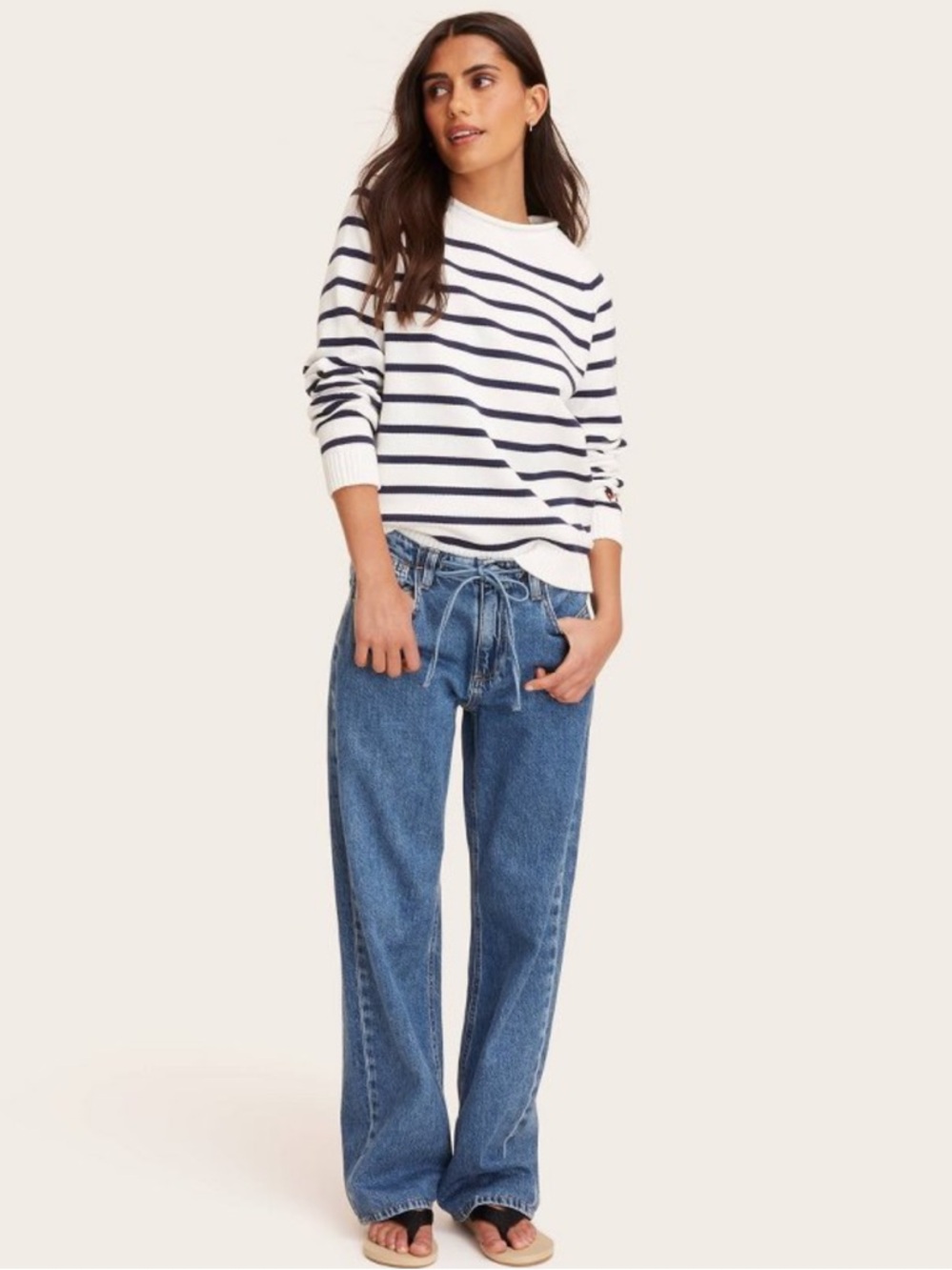Parke Mid-Rise Drawstring Baggy Jeans - Picture 2 of 2